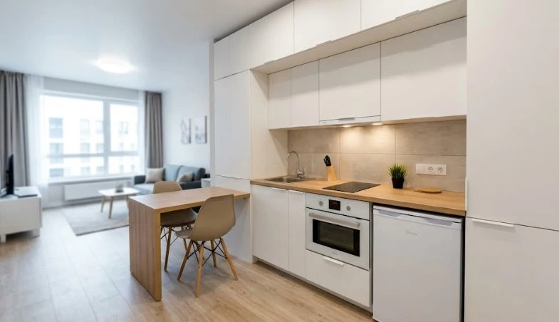 Современная кухня для студии на заказ в Алматы TOO HEIM